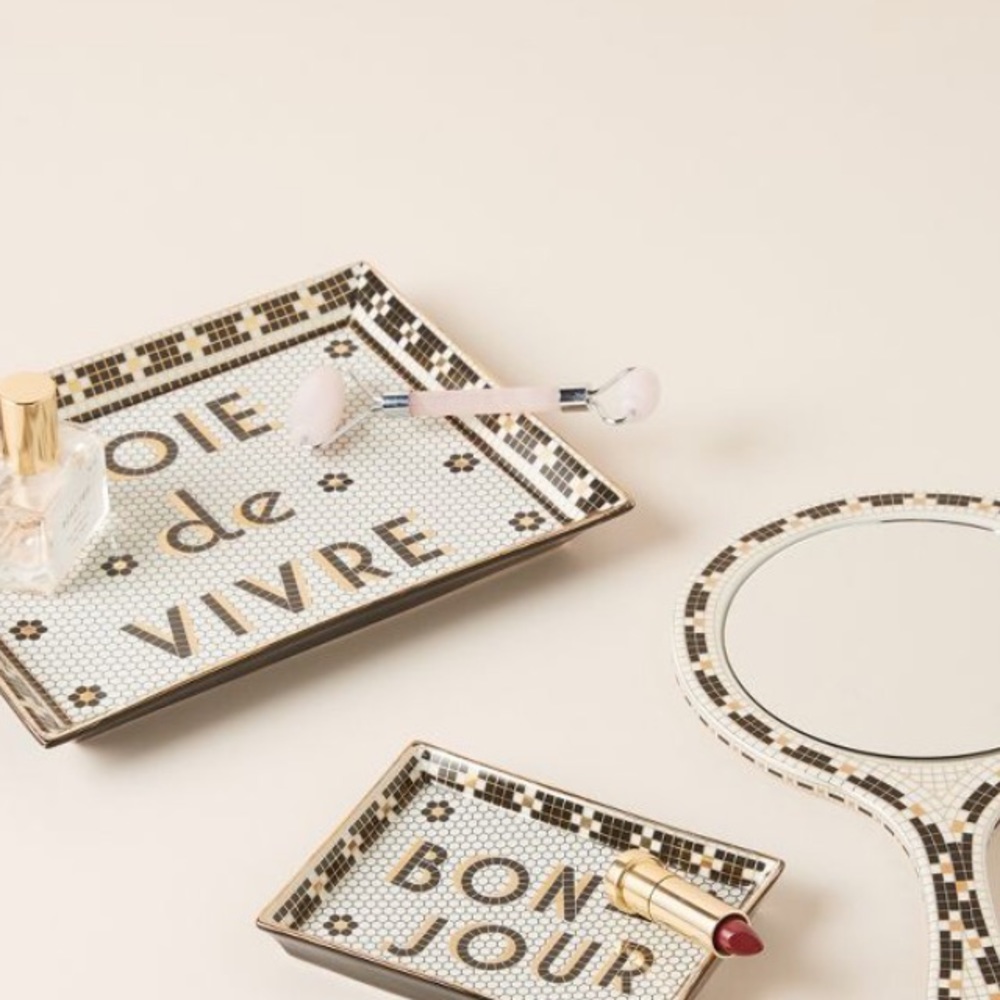 Anthropologie Bistro Tile BONJOUR Vanity Tray NWT - Picture 2 of 6